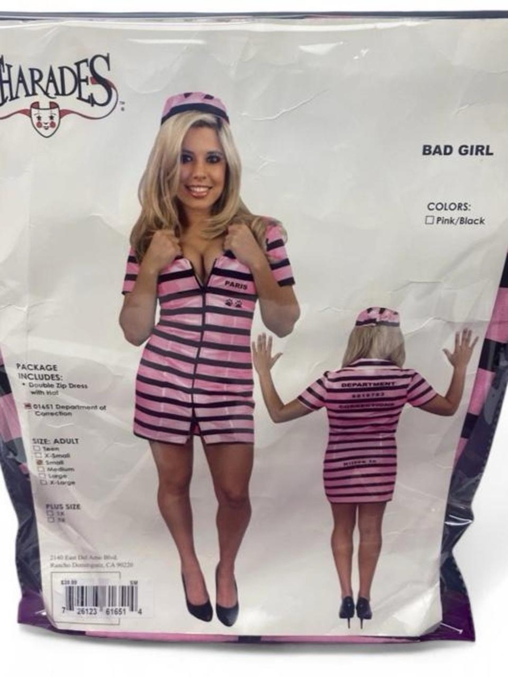Paris Hilton black pink jail prison costume halloween set 2000s y2k era